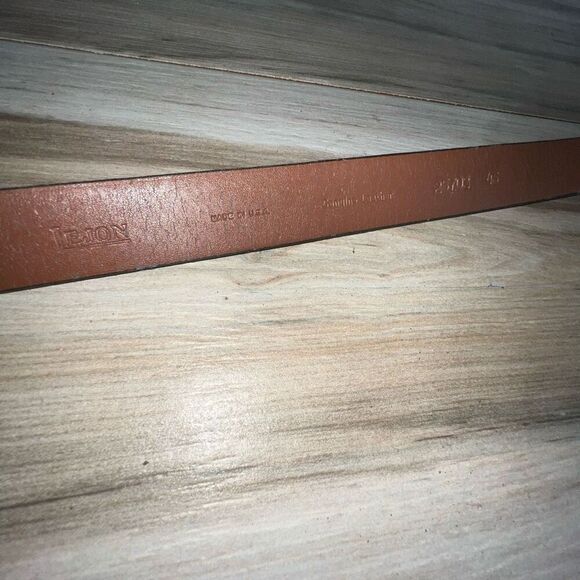 Lejon Dress Belt Mens 46 Beveled Edge Genuine Leather Brown 25702 Workwear - Picture 6 of 9